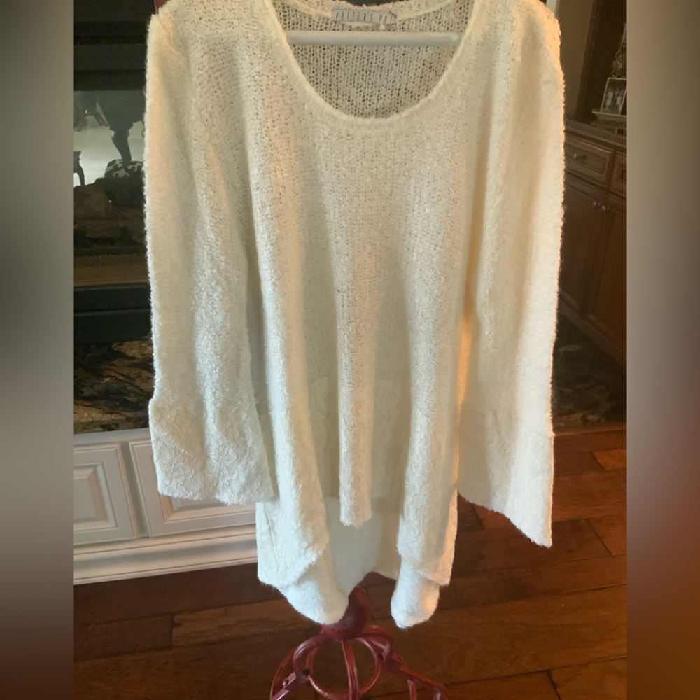 Off white knit and lace sweater.